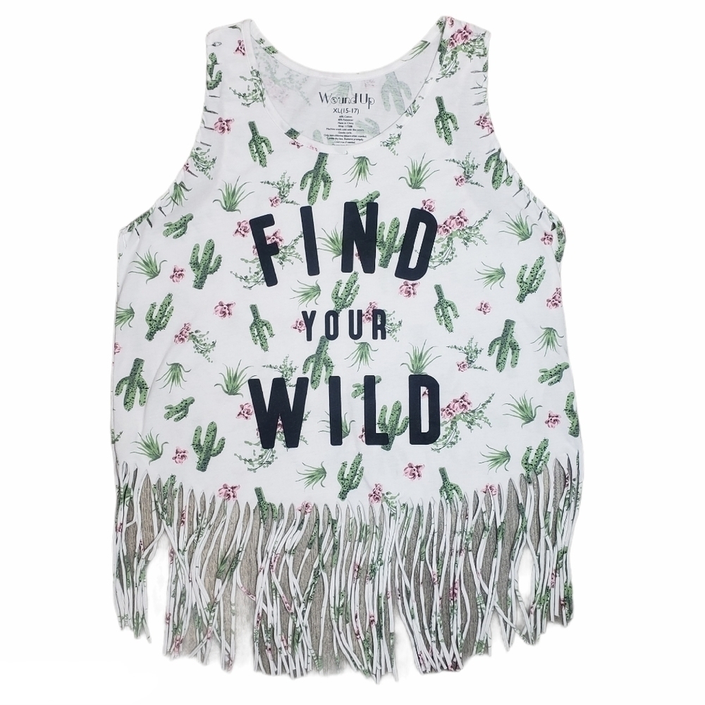 WOUND UP Sleeveless Fringe Top Size XL 15/17